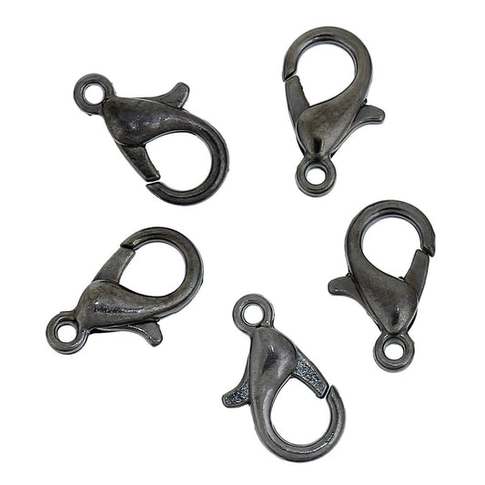 CL033 - 50 pcs. Gunmetal Plated Lobster Clasps - 12mm X 6mm - Claw Clasps