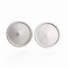 E541 - 10 pcs. 304 Stainless Steel Earring Posts Studs Settings Bezels Cabochons Tacks - 12mm Glue Pad Setting - Silver Tone - Flat Thick Bezel