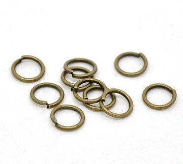 J068 - 100 pcs Antique Bronze Open Jump Rings - 7mm - 16 Gauge (1.3mm Thick) - THICK - High Quality