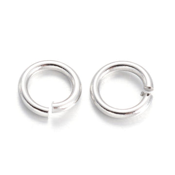 J012 - 100 pcs Silver Plated Open Jump Rings - 6mm x 1mm - 18 Gauge (1mm thick)