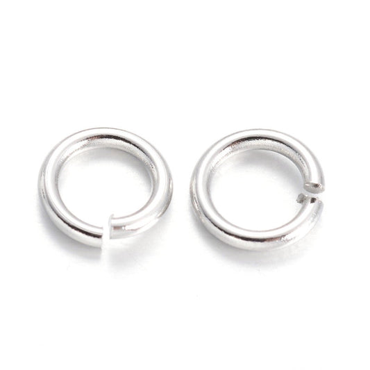 J012A - 500 pcs Silver Plated Open Jump Rings - 6mm x 1mm - 18 Gauge (1mm thick)