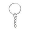 J132 -10 pcs. - Silver Tone Split Key Chain rings with Chain- 48x23mm