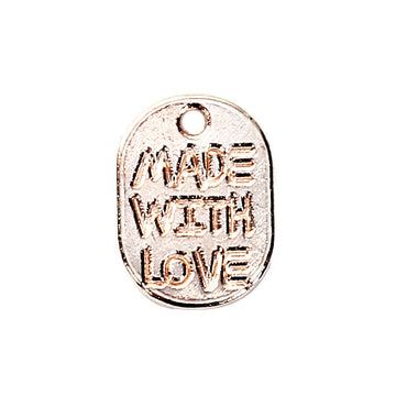 P826 - 200 pcs. Rose Gold Plated Oval Rectangle Charms Pendants - Made with Love - 11x8mm