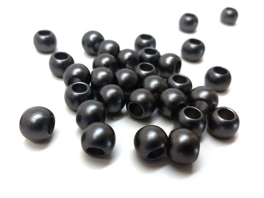 BD586B - 1000 pcs Black Gunmetal Smooth Ball Spacer Beads - 10mm - Large Hole: 4.7mm - MATTE - Fits European Cords and Paracord!