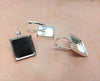 E326 - 10 pcs. Silver Plated Earring Clips Settings Lever Back Bezels Cabochons - 16mm Glue Pad Setting - Square