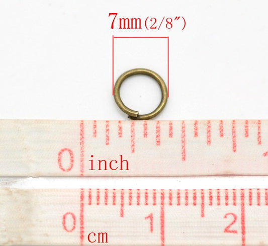 J265 - 100 pcs Antique Bronze Open Jump Rings - 7mm - 20 Gauge - 0.8mm thick