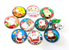 CA708 - 10 pcs Assortment of Circle Christmas Glass Round Dome Seals Tiles Cabochons - 12mm - Set 3 - Santa Claus