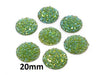 CA646 - 10 pcs Druzy Resin Embellishment Cabochons Green Multicolor Iridescent - 20mm - Dome Style