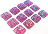 CA794 - 10 pcs Druzy Resin Embellishment Cabochons Ruby Red Pink Multicolor AB - 12mm - Square - Dome Style