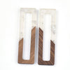 MP0017 - 4 pcs. Clear and Silver Foil Resin and Wood Rectangle Flat Pendant - 61mm x 17mm - (2.4" x 0.7") - Great for Earrings and Necklaces!