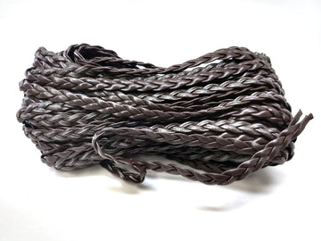 N183 - 10M (32.8 FT) - Dark Brown Faux Leather Jewelry Cord - 5mm Wide - BRAIDED