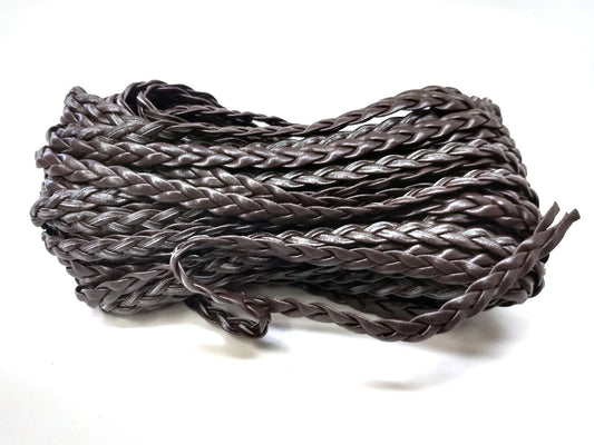 N183 - 10M (32.8 FT) - Dark Brown Faux Leather Jewelry Cord - 5mm Wide - BRAIDED