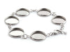 B044 - 3 pcs. 304 Stainless Steel Silver Tone Chain Bracelets - 6.1" (15.5cm) - 12mm Bezels - Extends to 7.09" (20cm) with Extender Chain!