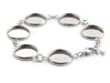B102 - 3 pcs. 304 Stainless Steel Silver Tone Chain Bracelets - 6.1" (15.5cm) - 14mm Bezels - Extends to 7.09" (20cm) with Extender Chain!