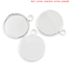 P430 - 10 pcs. Silver Tone Circle Round Bezel Cabochon Pendant Tags Trays - 14mm Glue Pad