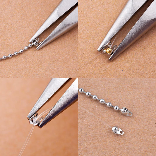 CR050 - 100 pcs. Antique Bronze Calotte Calotted Clamshell Crimp Side End Tips Caps with Loop - Fit 1.5mm Ball Chains - 4mm x 3.5mm - Knot Cover