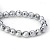 BD360 - 65 pcs. - 6mm Silver Tone Hematite Faceted Round Beads - 15 6/8 inch strand (40cm) - 0.8mm Hole Size - Grade A
