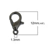 CL033 - 50 pcs. Gunmetal Plated Lobster Clasps - 12mm X 6mm - Claw Clasps