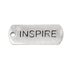 P687 - 30 pcs. Antique Silver "Inspire" Rectangle Charms Pendants - 21mm x 8mm - Hole Size: 2mm