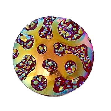 CA104 - 10 pcs Resin Embellishment Druzy Cabochons Red Yellow Swirl Multicolor AB - 12mm