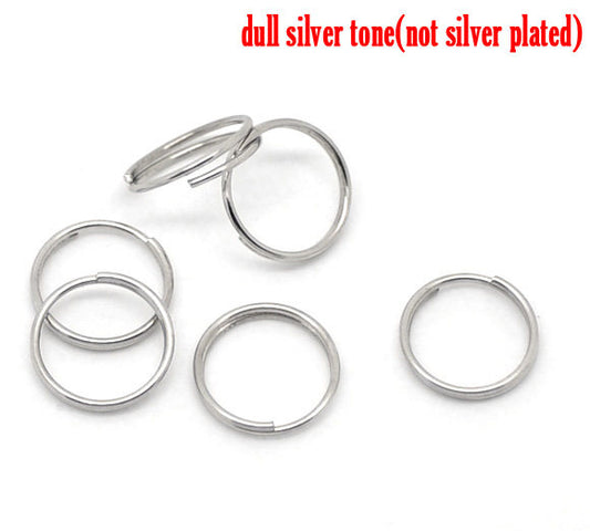J216A - 100 pcs Double Rings - Silver Tone Split Jump Rings - 10mm - 21 Gauge