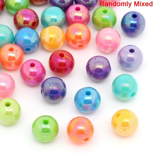 BD484A - 50 pcs Acrylic Glossy Round Gumball Bubble Gum Beads, 8mm - Assortment of Colors - Hole Size: 2.5mm