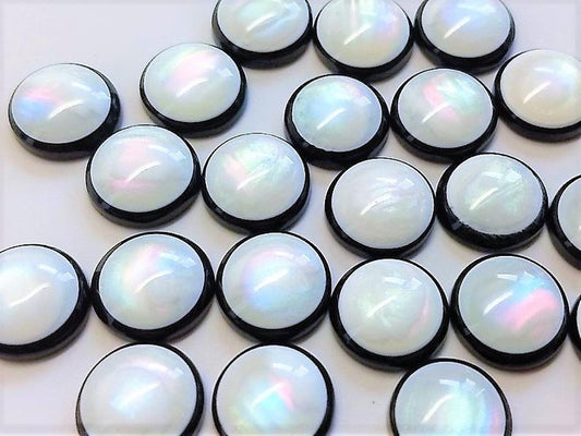 CA891 - 10 pcs Druzy Resin Embellishment Cabochons - 12mm - Gleam Style - Black and White - Bicolor