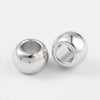 BD031 - 200 pcs Silver Tone Smooth Drum Spacer Beads - 7mm x 5mm - Large Hole: 4mm - Fits European Cords!