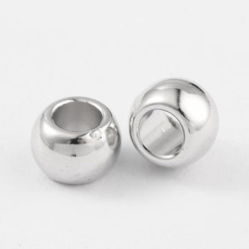 BD031 - 200 pcs Silver Tone Smooth Drum Spacer Beads - 7mm x 5mm - Large Hole: 4mm - Fits European Cords!