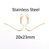 E473 - 50 pcs 304 Stainless Steel Golden Earring Hooks with Spring and Ball - 20mm x 23mm - Hole: 2mm - 0.8mm Pin - Dull Gold