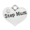P061 - 4 pcs. Antique Silver "Step Mum" charm with rhinestone - 16mm X 15mm