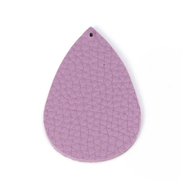 P620 - 10 pcs. Purple Faux Leather Dangle Charms Pendants - Teardrop - 56mm (2.2") - Great for Light Earrings or Dangles! Double-Sided