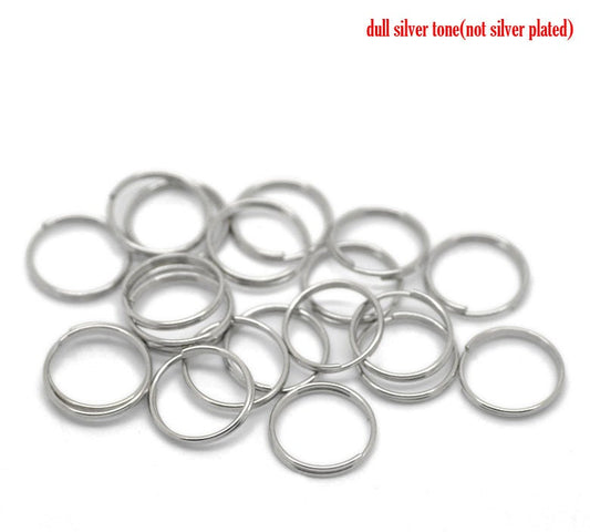 J041 - 100 pcs Double Rings - Silver Tone Split Jump Rings - 12mm - 1.4mm Thick