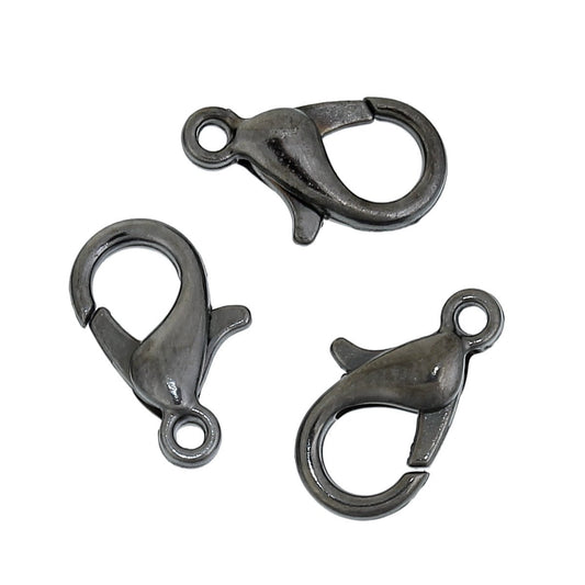 CL033 - 50 pcs. Gunmetal Plated Lobster Clasps - 12mm X 6mm - Claw Clasps