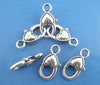 CL094 - 20 pcs. Antique Silver Heart Lobster Clasps - 27mm X 13mm (1 inch) - Claw Clasps