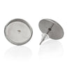E319A - 10 pcs. 304 Stainless Steel Earring Posts Studs Settings Bezels Cabochons Tacks - 10mm Glue Pad Setting - Silver Tone
