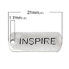 P687 - 30 pcs. Antique Silver "Inspire" Rectangle Charms Pendants - 21mm x 8mm - Hole Size: 2mm