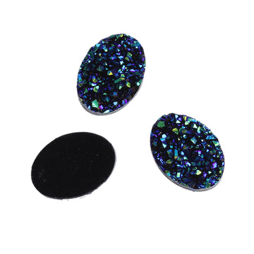 CA023 - 10 pcs Druzy Resin Embellishment Oval Cabochons Blue Multicolor - 18x13mm - 18mm x 13mm