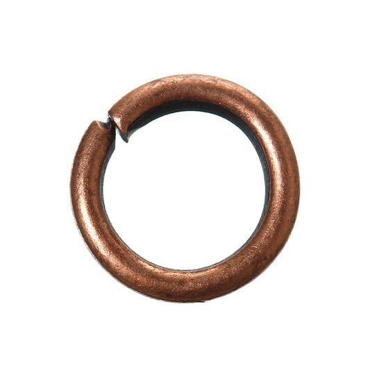 J092 - 100 pcs Antique Copper Open Jump Rings - 8mm - 18 Gauge (1mm Thickness)