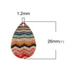 P763 - 10 pcs Gold Plated Multicolor Teardrop Metal Enamel Dangle Charms Pendants - 28mm x 18mm - 1.1" - Waves - Great for Earrings, Dangles