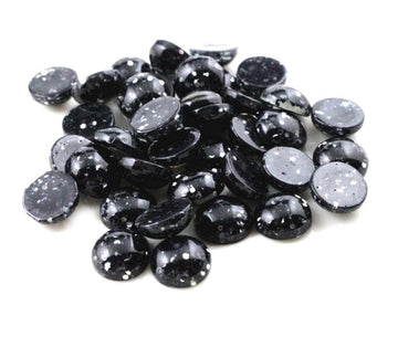 CA216 - 10 pcs Druzy Resin Embellishment Cabochons - 12mm - Glitter Style - Black Silver - Multicolor