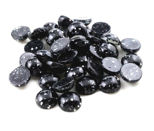 CA216 - 10 pcs Druzy Resin Embellishment Cabochons - 12mm - Glitter Style - Black Silver - Multicolor