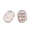 P826 - 200 pcs. Rose Gold Plated Oval Rectangle Charms Pendants - Made with Love - 11x8mm