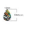 P1052 - 10 pcs. Black and Rainbow Stripe Dot Faux Leather Dangle Charms Pendants - Teardrop - 56mm (2.2") - Great for Earrings! Double Sided