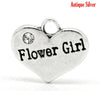 P083 - 10 pcs. Antique Silver "Flower Girl" charm with rhinestone- 16mm X 14mm