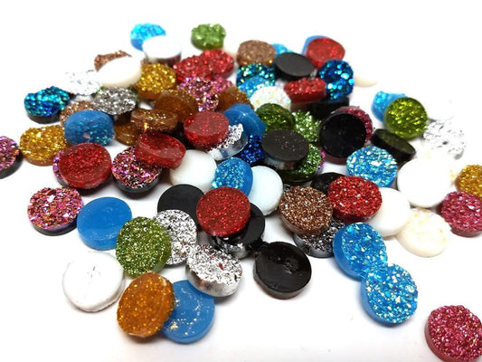 CA559 - 40 pcs Druzy Resin Embellishment Cabochons Assortment - Sparkly Mix - 12mm (1/2 in)
