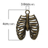 P499 - 3 pcs. Antique Bronze Anatomical Organ Ribs Rib Cage Medical Charms Pendants - 40mm X 30mm - 1.57 in x 1.18 in - Anatomically Correct!