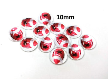 CA584 10 pcs Circle American Football Ball Sports Glass Round Dome Seals Tiles Cabochons - 10mm