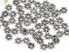 BD051 - 100 pcs Antique Silver Snowflake Daisy Spacer Beads - 6.5mm - Hole Size: 1.5mm