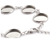 B044 - 3 pcs. 304 Stainless Steel Silver Tone Chain Bracelets - 6.1" (15.5cm) - 12mm Bezels - Extends to 7.09" (20cm) with Extender Chain!